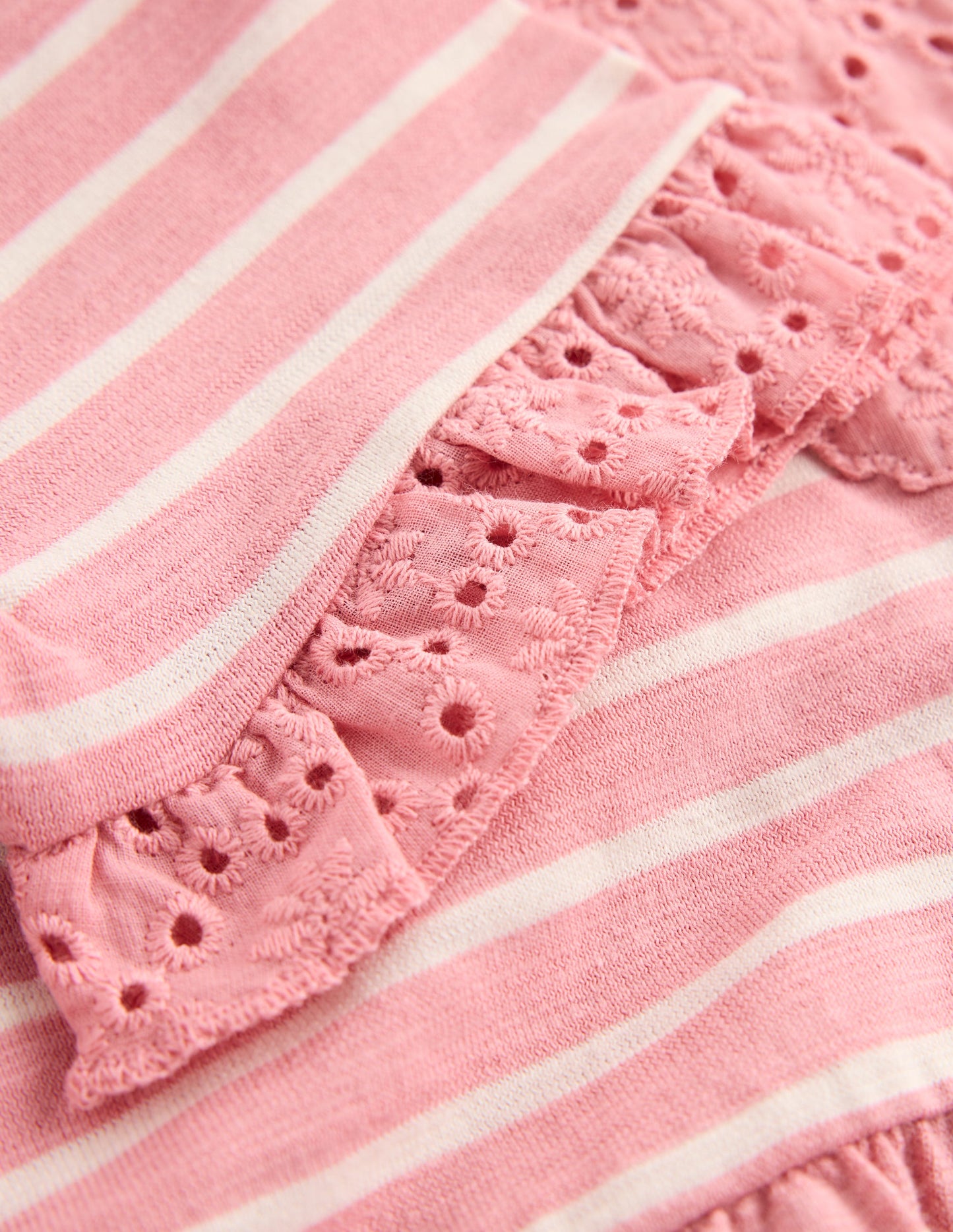 Broderie Pocket Jersey Dress-Almond Pink Stripe