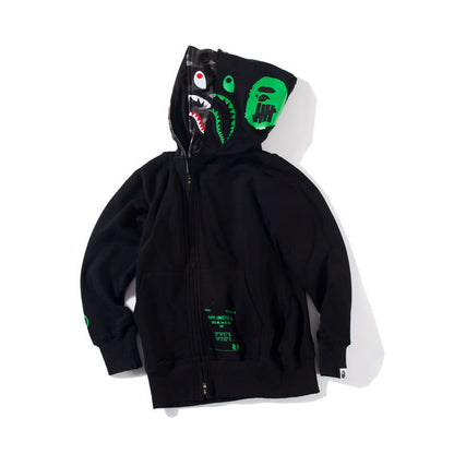 Bathing Ape Hoodie Zip Cardigan Double Hat Shark Sweater Jacket