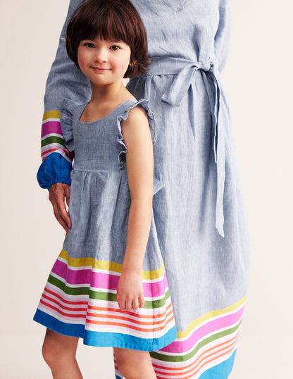 Bow Back Dress-End on End Stripe