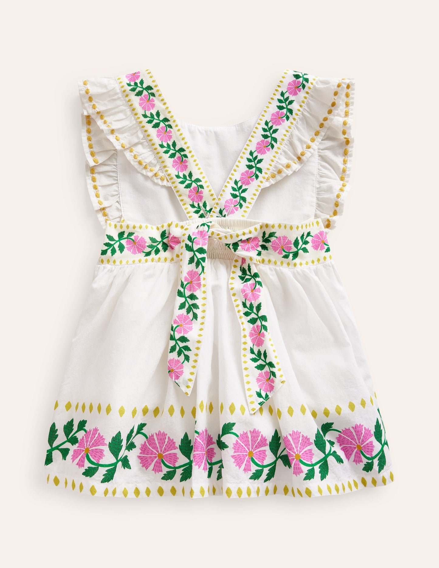 Bow Back Top-Vanilla White Floral