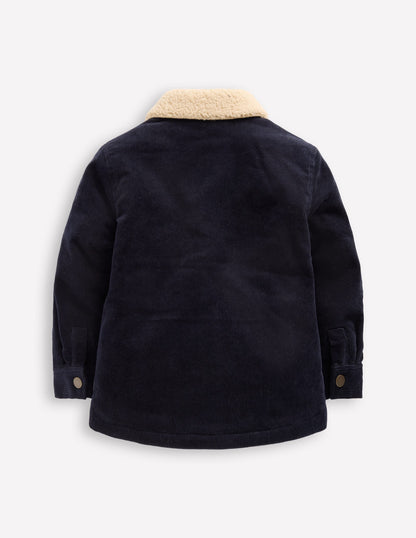 Borg Lined Cord Jacket-College Navy