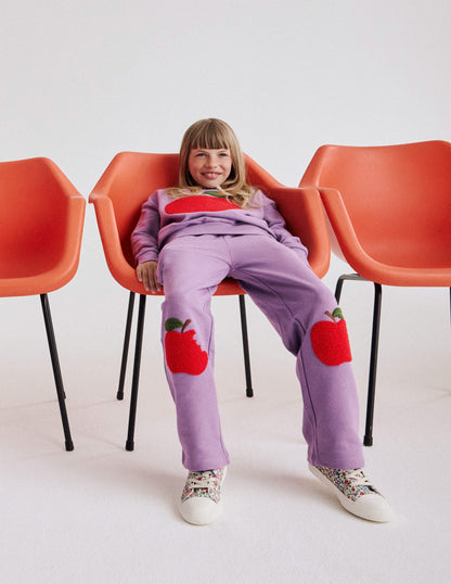 Bobbie Appliqué Sweatpants-Aster Purple Apples