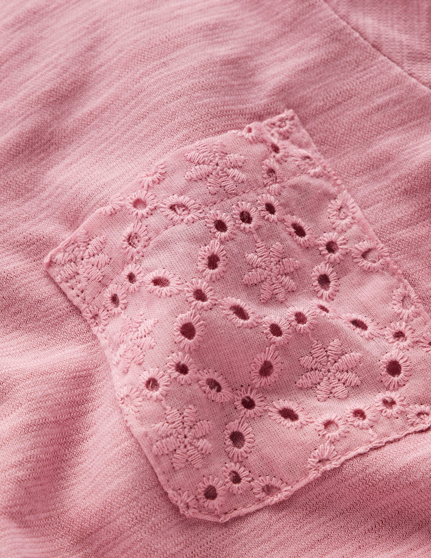 Broderie Pocket Jersey Dress-Pink Haze