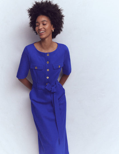 Bria Ponte Midi Dress-Bright Blue