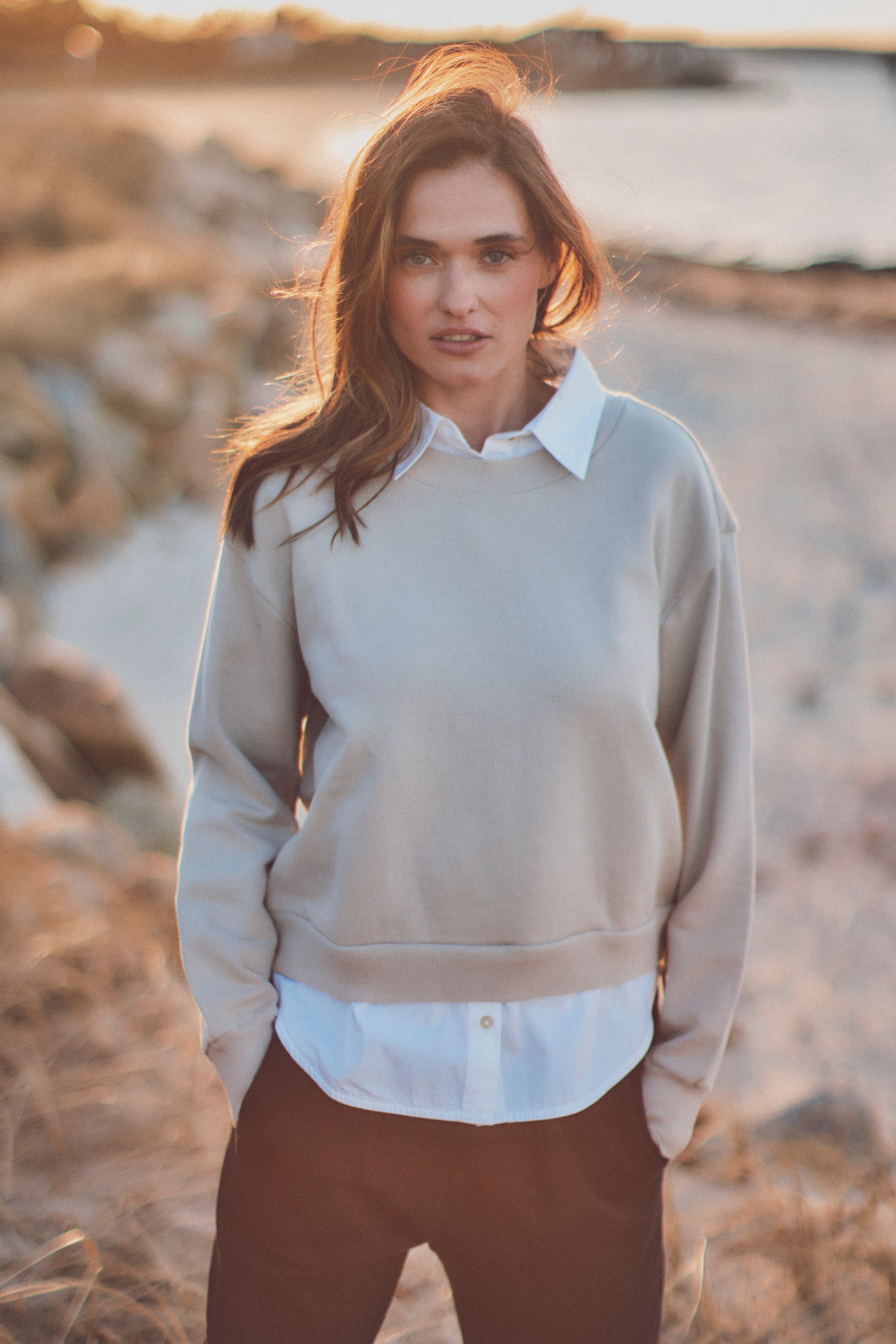 Layered Penny Collared Crew