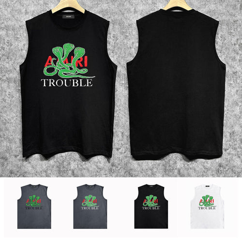 Amiri tank top cartoon colorful snake printing