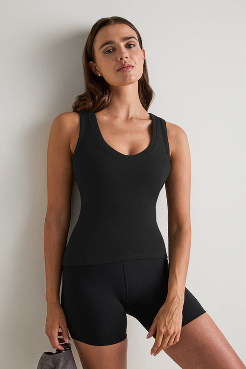 365 Sculpting Lounge Reversible Tank - Shadow Black