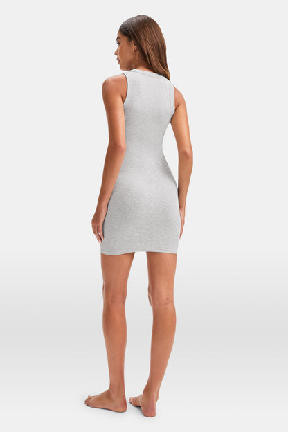 365 Sculpting Lounge Racer Mini Dress - Grey Marl
