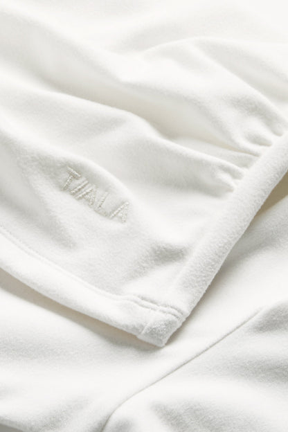365 Asymmetric Ruched Long Sleeve Top - Coconut Milk