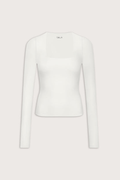 365 Square Neck Long Sleeve Top - Coconut Milk