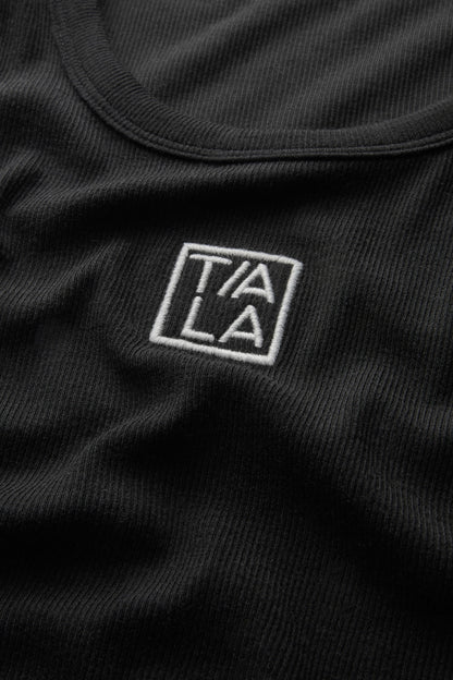 365 Sculpting Lounge Longline Logo Racer Vest - Shadow Black