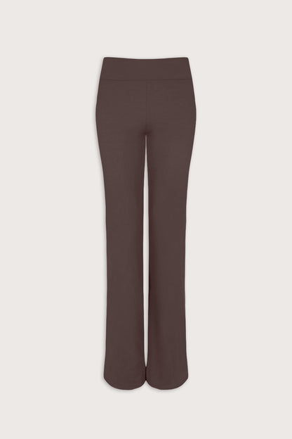 365 Sculpting Lounge Fold Waist Flared Trousers - Espresso