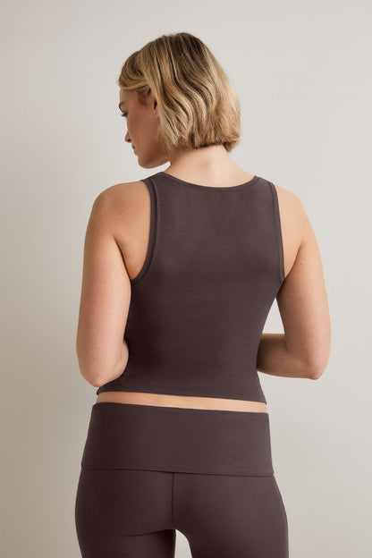365 Sculpting Lounge Square Neck Vest - Espresso