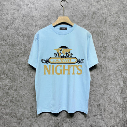 Amiri t shirts earth letter printing short sleeve