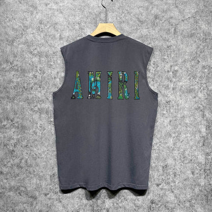 Amiri tank top waist flower camouflage letterprinting