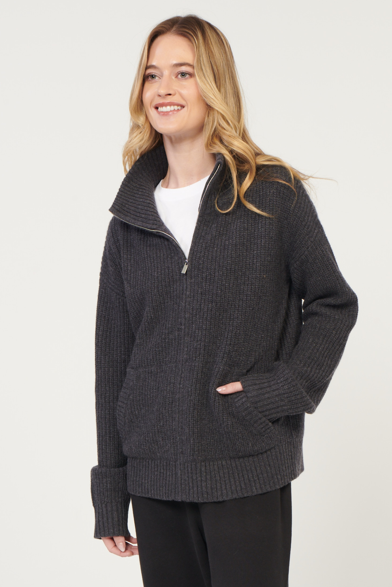 Oversized Bay Street Cashmere Zip Up