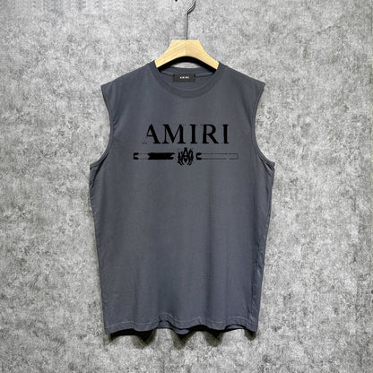 Amiri tank top with damaged letter horizontal stripesprinting