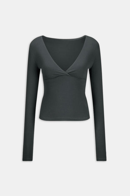 DayFlex V Neck Top - Slate Green