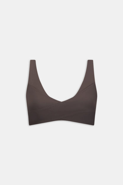 DayFlex Wrap Front Sports Bra - Mocha Brown