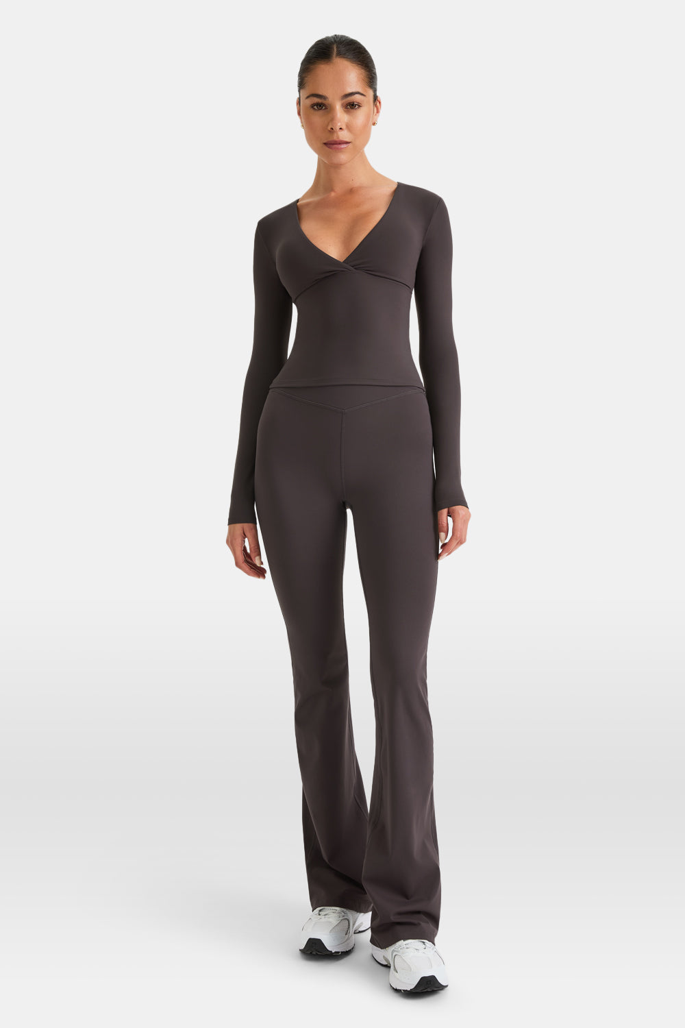 DayFlex V Neck Top - Cool Espresso