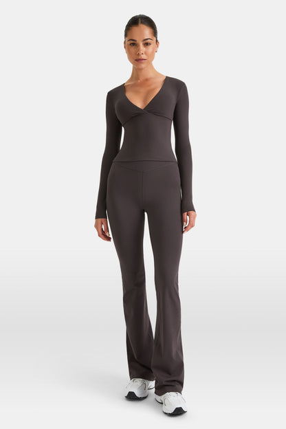 DayFlex V Neck Top - Cool Espresso