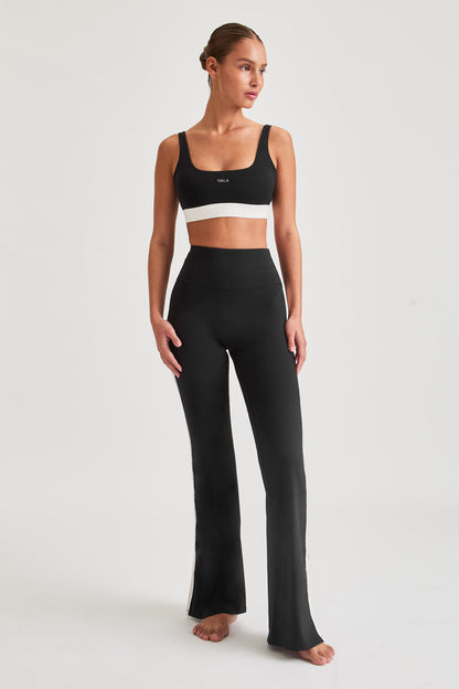 DayFlex Open Back Square Neck Sports Bra - Shadow Black And Ivory