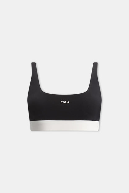 DayFlex Open Back Square Neck Sports Bra - Shadow Black And Ivory