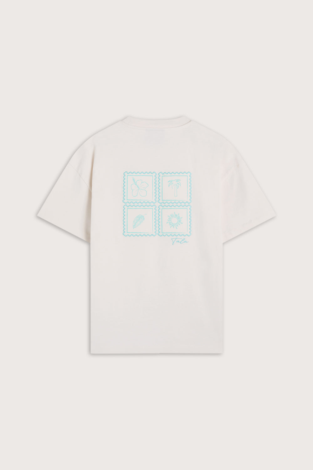 Seashells Graphic Tee - Ivory / Aqua Blue