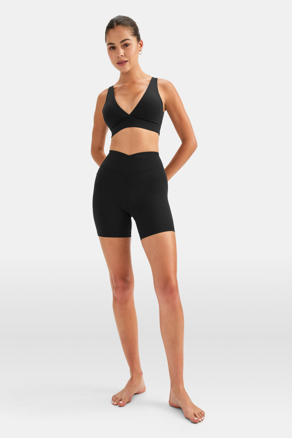 DayFlex V Neck Sports Bra - Shadow Black