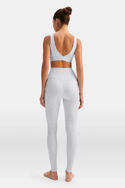 DayFlex V Neck Sports Bra - Grey Marl