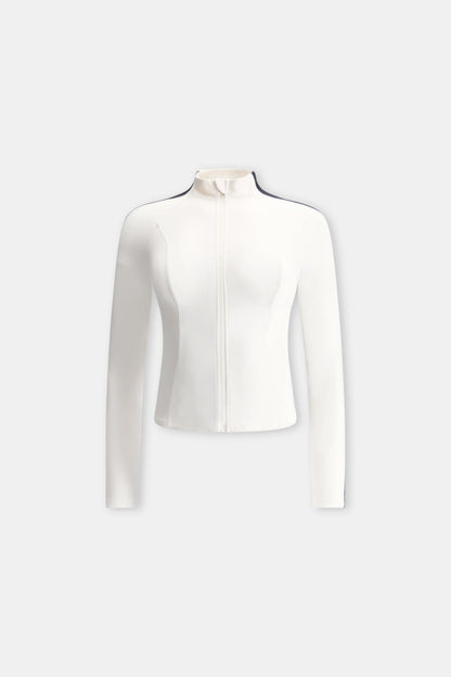 DayFlex Contrast Stripe Zip Through Jacket - Ivory And Shadow Black