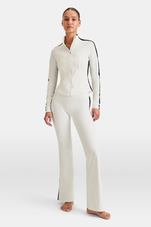 DayFlex Contrast Stripe Zip Through Jacket - Ivory And Shadow Black
