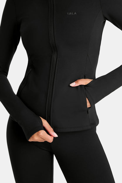 SkinLuxe Fleece Zip Through Jacket - Shadow Black
