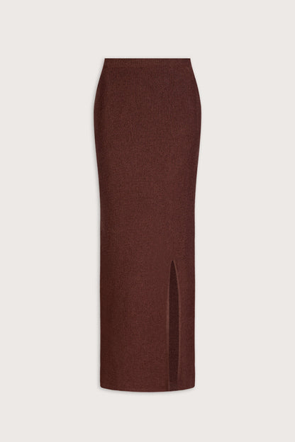 Beach Knit Maxi Skirt - Brown