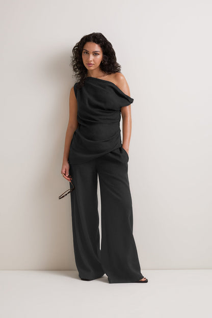 Soft Linen Top - Shadow Black