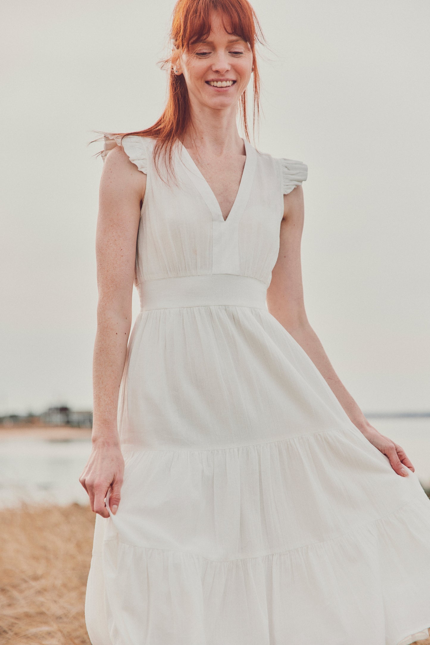 Milos Flutter Sleeve Midi Dress