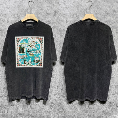 Amiri T Shirts Washed and Worn Retro Short Sleeve T-shirt