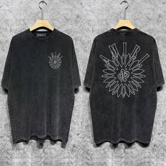 Amiri T-shirt Washed and Worn Retro Short Sleeve T-shirt