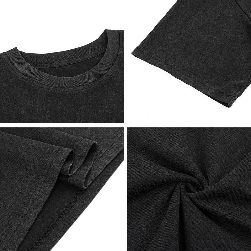 American vintage street T-shirt retro design men's summer loose half-sleeved shirt