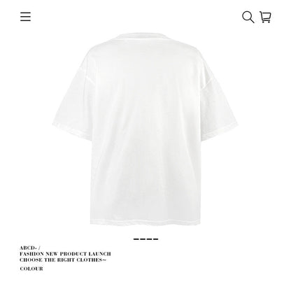 American vintage street T-shirt pure cotton retro men's and women's summer loose