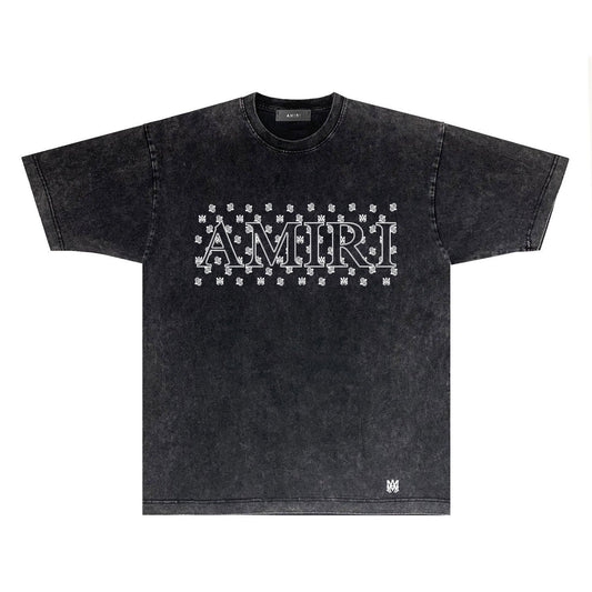 Amiri T Shirts Washed and Worn Retro Short Sleeve T-shirt