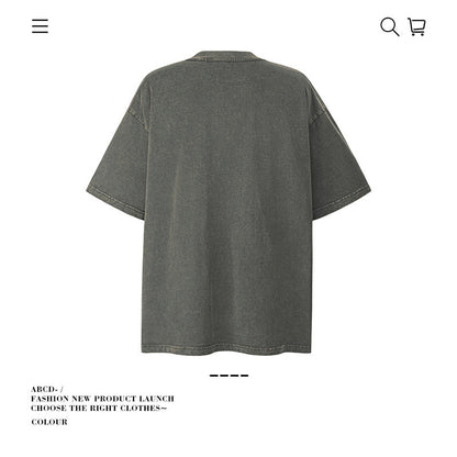 American vintage street T-shirt pure cotton men's and women's summer loose