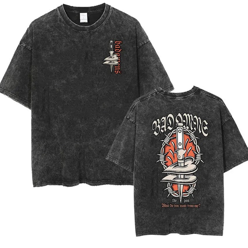 Bad Omens Band Music Tour 2024 Washed T Shirt Retro 90s Men