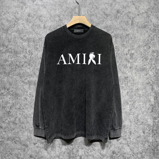 Amiri Long-Sleeve Shirt Vintage Washed and Worn Vintage Long Sleeve T-shirt
