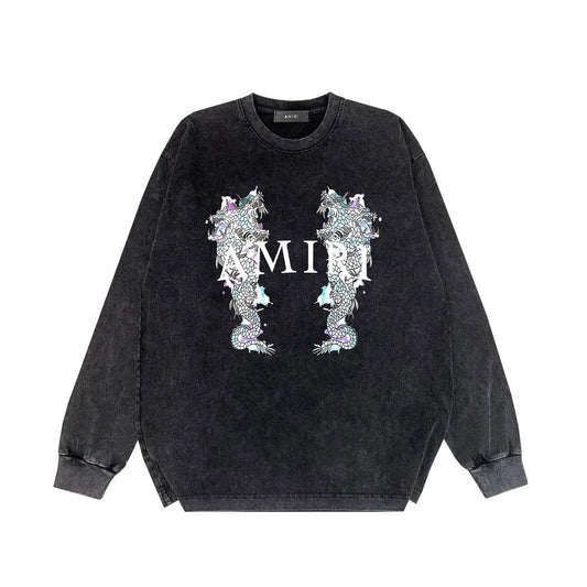 Amiri Long Sleeve Shirt Vintage T Shirt Washed and Worn Vintage Long Sleeve T-shirt