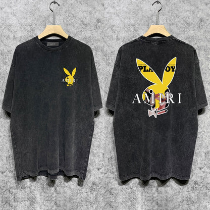 Amiri T-shirt Washed and Worn Retro Short Sleeve T-shirt