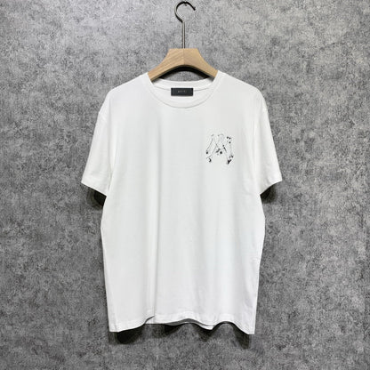 Amiri T Shirt Bone Letter Print Casual Round Neck