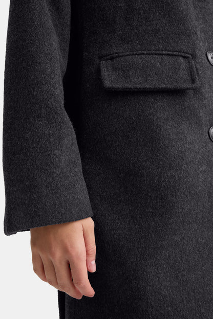 Wool Blend Oversized Overcoat - Charcoal