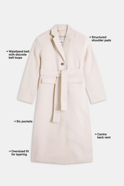 Wool Blend Oversized Overcoat - Oat Marl