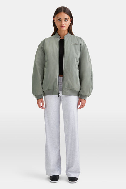 Reversible Oversized Bomber Jacket - Black And Cool Olive